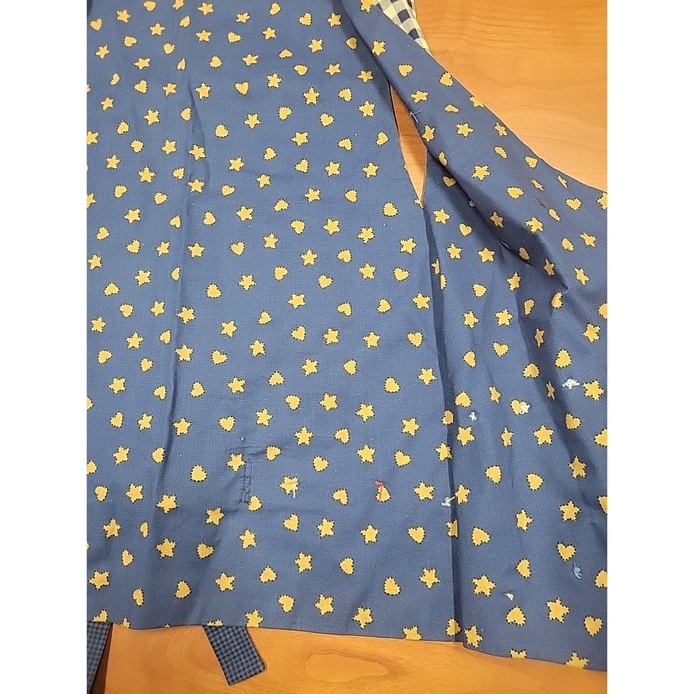 Vintage Cottagecore Patchwork Vest Sunflower Birdhouse Gingham Blue Artisan Sz L - Picture 12 of 12